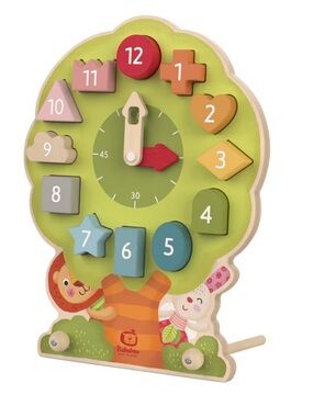 Green Wooden Number & Shape Learning Clock